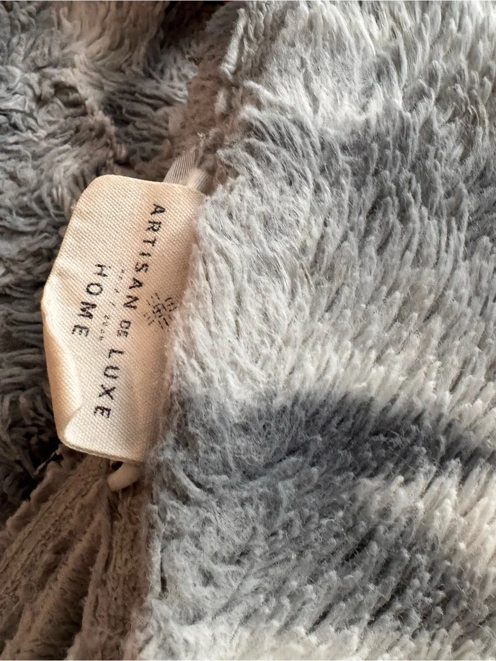 Faux Fur Velvet Throw Blanket in Gray and Cream 62inch x 62inch